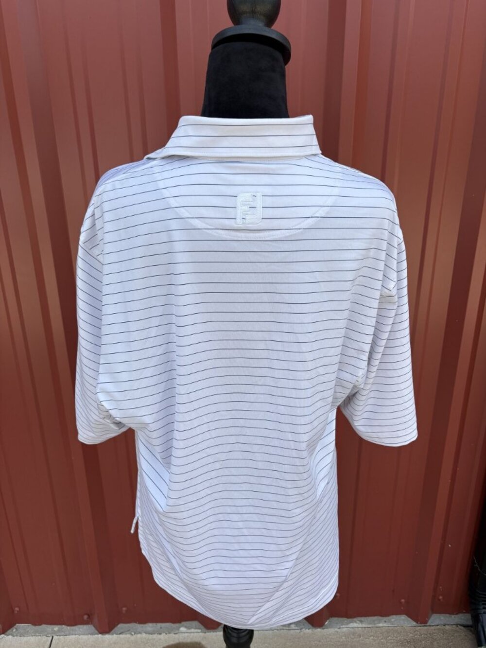 FootJoy Mens White Striped Golf Polo Shirt Embroidered Logo Size S KCCC - Picture 3 of 5